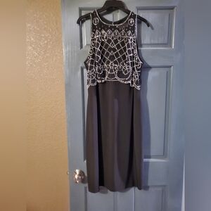 Elegant Black Dress with Silver Beading